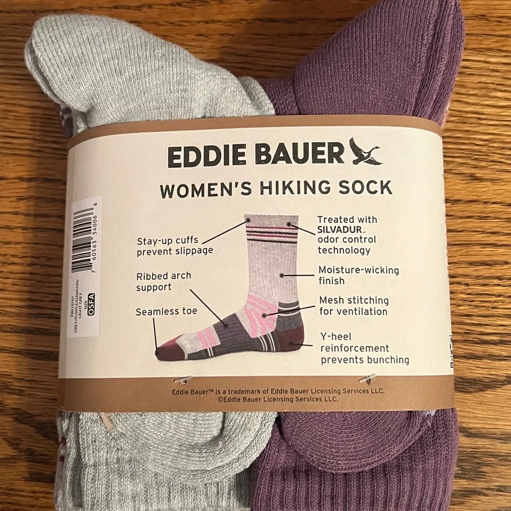 Eddie Bauer Women's Hiking Socks - Burgundy and Gray 4-Pack